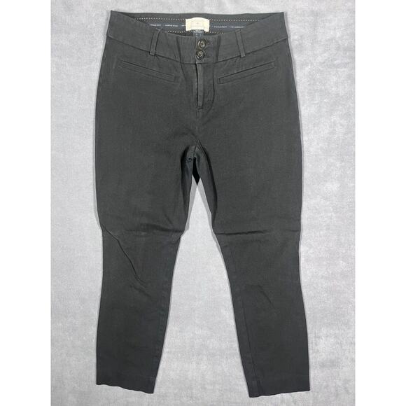 Anthropologie Cropped Pants Women's 4 Black Low Rise Slim Fit Pockets Classic - Picture 1 of 7